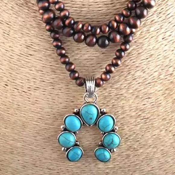 Squash Blossom turquoise necklace RESTOCKED🎉 - Picture 4 of 4